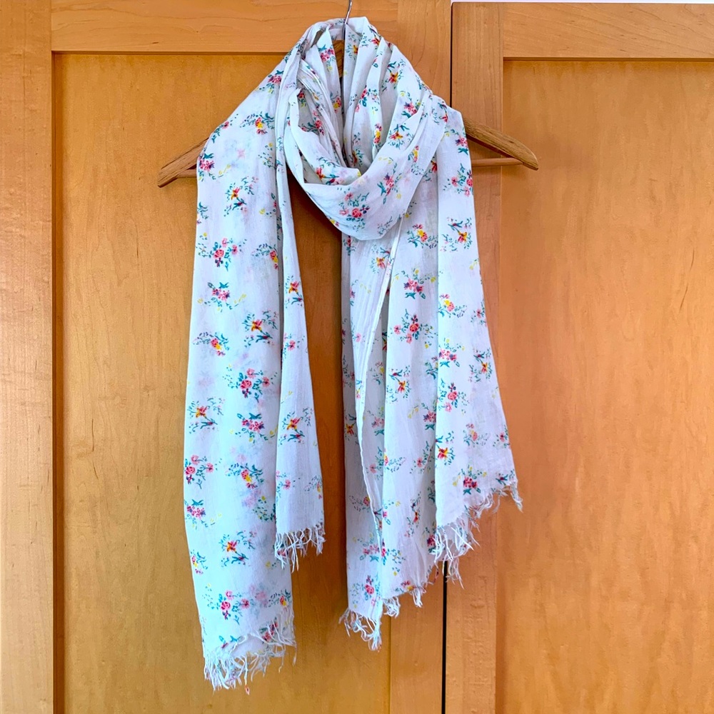 Oversized sheer cotton floral print scarf/wrap/sarong